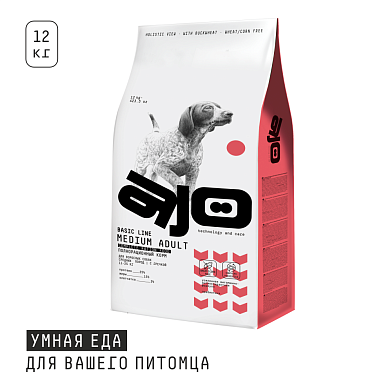 AJO Medium Adult сухой корм для взрослых собак средних пород с говядиной и гречкой