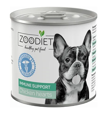 Четвероногий Гурман Zoodiet Immune Support Chicken Hearts консервы для взрослых собак для поддержания иммунитета, с куриными сердечками
