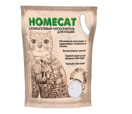 Купить homecat силикагелевый наполнитель без запаха для кошек (стандарт)