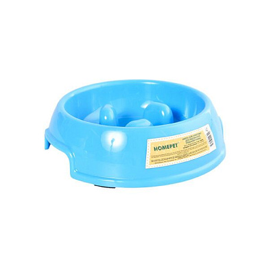 Homepet миска пластиковая для медленного поедания корма для собак и кошек, голубая