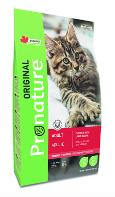 Pronature Original сухой корм для взрослых кошек с курицей и ягненком