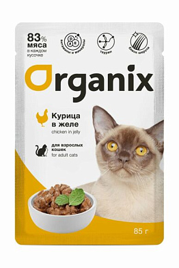 Organix влажный корм для взрослых кошек, курица в желе (пауч)