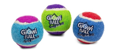 GiGwi игрушка для собак три мяча с пищалкой, теннисная резина