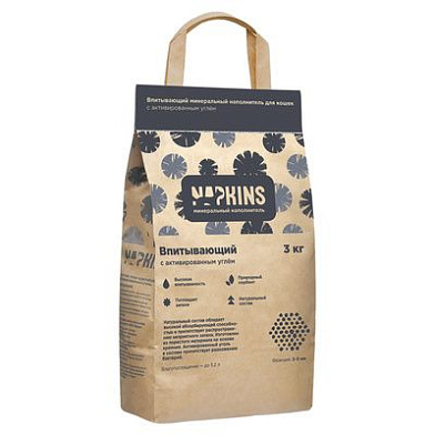 NAPKINS наполнитель для кошек впитывающий с активированным углем