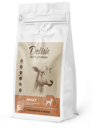 Купить delish super premium сухой корм для взрослых собак мелких пород с бараниной и рисом