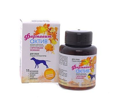 Фармакс фармавит актив мультивитаминный комплекс для собак средних и крупных пород