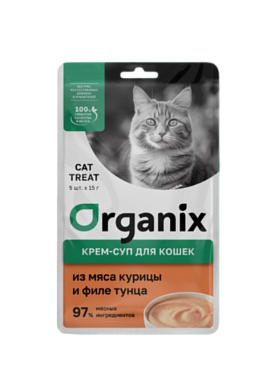 ORGANIX лакомство для котят и кошек крем-суп из мяса курицы и филе тунца
