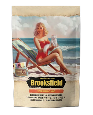 Brooksfield Sterilized/Light Cat Salmon влажный корм для стерилизованых кошек при лишнем весе с лососем в желе (пауч)