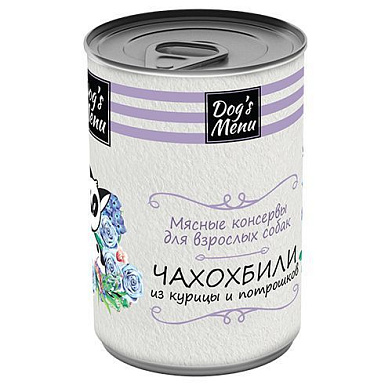 Dog`s Menu консервы для взрослых собак чахохбили из курицы и потрошков
