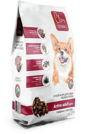 Купить clan classic active-25/16 сухой корм для активных собак мелких пород с говядиной и индейкой