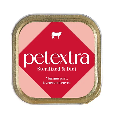 Купить petextra влажный корм для взрослых стерилизованных кошек, мясное рагу (ламистер)