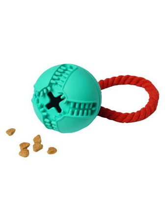 Купить homepet silver series игрушка для собак мяч с канатом с отверстием для лакомств бирюзовый каучук