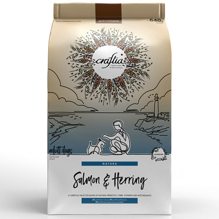 Купить craftia natura сухой корм для взрослых собак миниатюрных и мелких пород с лососем и сельдью
