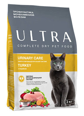ULTRA Полнорационный сухой корм для стерилизованных кошек с индейкой Urinary care