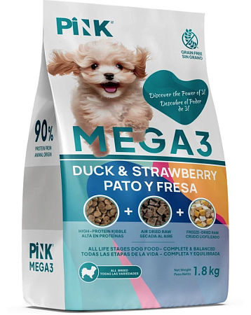 Купить pink mega 3 сухой корм для собак всех пород, с уткой, 3 гранулы