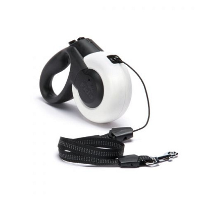 Fida MARS рулетка для собак трос бело-черная