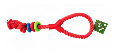 №1 игрушка для собак Грейфер с петлей и цветным кольцом, красный