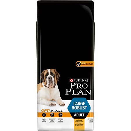 Купить pro plan robust сухой корм для взрослых собак крупных пород c мощным телосложением с курицей