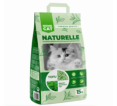 HOMECAT NATURELLE Зеленый чай комкующийся растительный наполнитель для кошек с ароматом зеленого чая