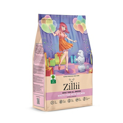 Zilli сухой корм для взрослых собак всех пород Белая Рыба с Лососем
