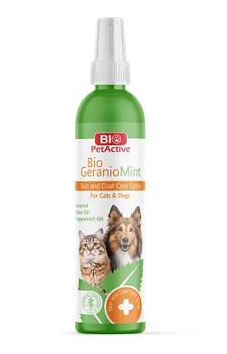 BioPetActive Bio Geraniomint спрей для ухода за кожей и шерстью кошек и собак