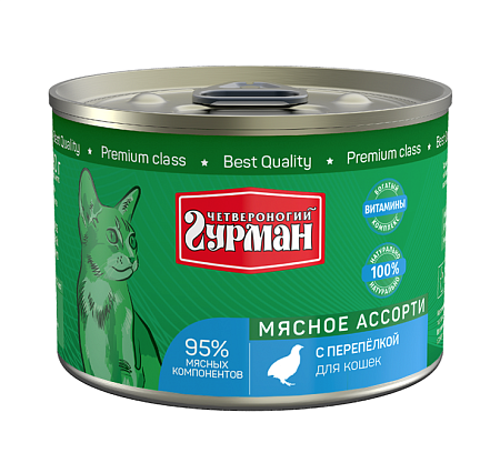Купить Четвероногий Гурман Мясное ассорти консервы для кошек с перепелкой