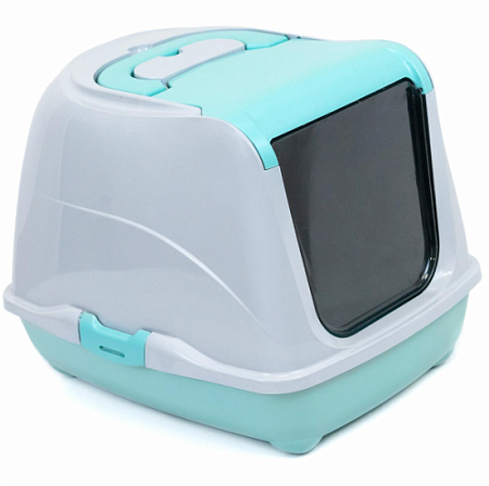 Купить yami-yami туалет закрытый с дверцей для кошек, бирюзовый