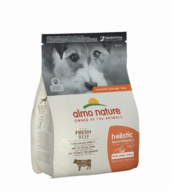 Almo Nature HOLISTIC сухой корм для взрослых собак малых пород со свежей говядиной и коричневым рисом