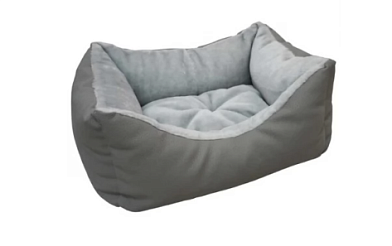 ZOOexpress лежанка пухлик для кошек и собак искусственная кожа+мех, серая