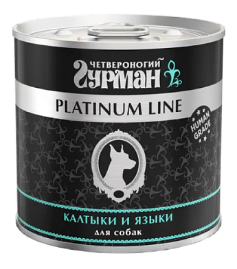 Четвероногий Гурман Platinum Line консервы для взрослых собак всех пород, калтыки и языки в желе