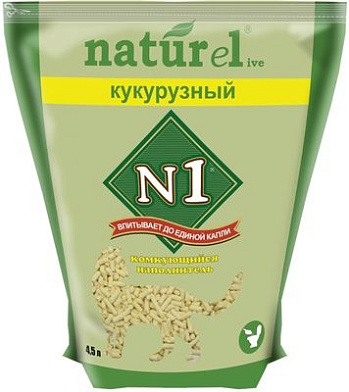 N1 Naturel наполнитель для кошек комкующийся Кукурузный