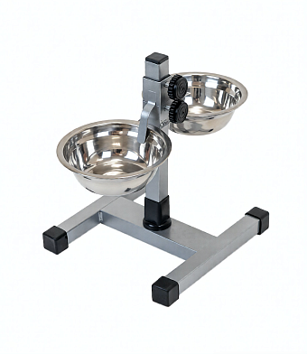 Homepet металлическая регулируемая подставка с мисками для собак и кошек хром