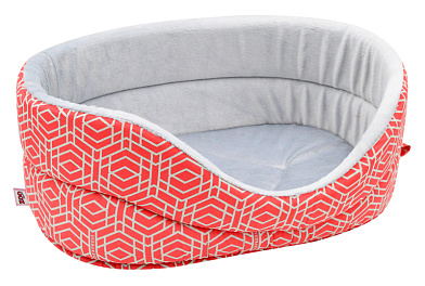 ZOOexpress лежанка «Геометрия» для кошек и собак бязь+плюш, коралловый