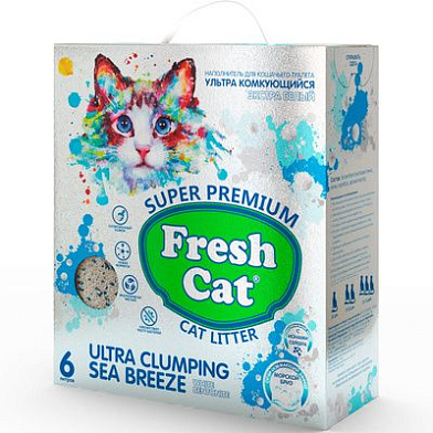 Fresh cat Наполнитель для кошек комкующийся бентонитовый с ароматом "Морской бриз"