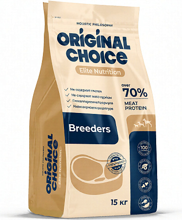 Купить original choice breeders adult medium & maxi сухой корм для взрослых собак средних и крупных пород со свежим мясом говядины и с индейкой