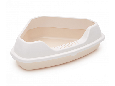 ALTA Лоток для кошек угловой с бортиком, бежевый