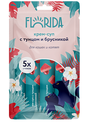 FLORIDA лакомство Крем-суп для котят и кошек с тунцом и брусникой