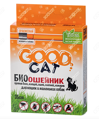Good Cat Антипаразитарный БИОошейник для кошек от блох и клещей оранжевй