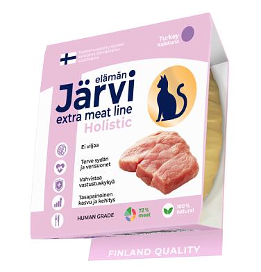 Jarvi Extra meat line влажный корм для кошек и котят мясные волокна из индейки в желе (ламистер)