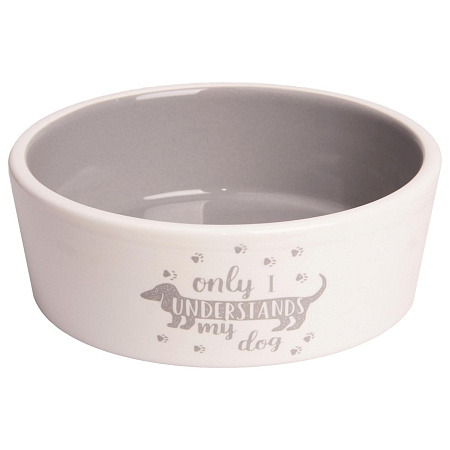 Купить mr.kranch миска керамическая для собак, серая с рисунком лапки