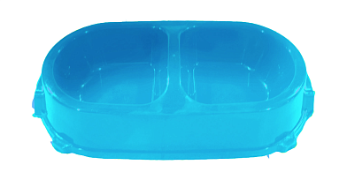 Favorite Миска для кошек и собак двойная нескользящая пластиковая голубая