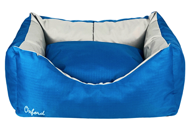 ZOOexpress «Oxford» Лежанка пухлик для собак и кошек двухсторонняя, синий/серый