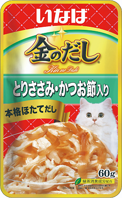 Inaba Киннодаси влажный корм для кошек куриное филе и кациобуси в желе (пауч)