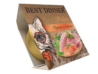 Best Dinner Holistic влажный корм для взрослых и стерилизованных кошек. Мясные волокна в желе «Курица и горбуша" (ламистер)