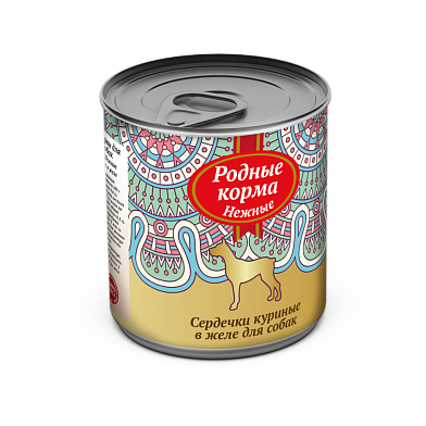 Родные корма Нежные консервы сердечки куриные в желе для собак