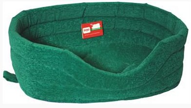 ZOOexpress лежанка овальная для кошек и собак мебельная ткань, зеленая