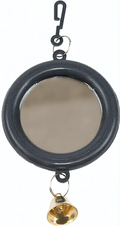 Купить homepet игрушка для птиц Зеркало с колокольчиком круглое малое серое