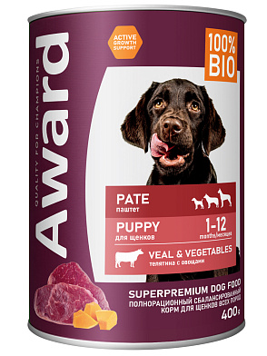 Award консервы для щенков от 1 месяца паштет из телятины с овощами