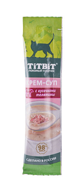 TITBIT Лакомства для кошек крем-суп с кусочками телятины
