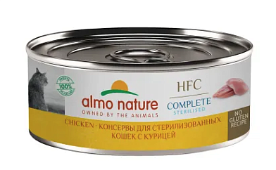 Almo Nature HFC Complete Sterilised консервы для взрослых стерилизованных кошек и котят с 3-х месяцев, с курицей